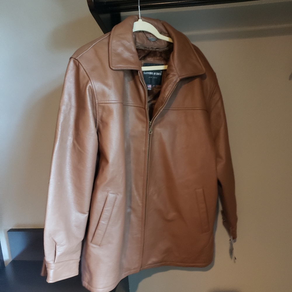 Mens Brown Genuine Leather Jacksr Size Medium